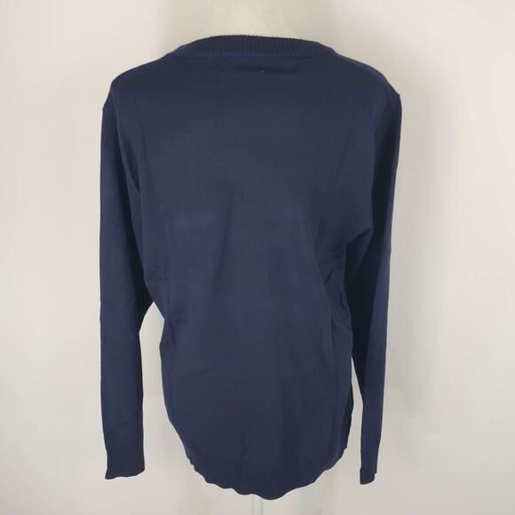 Coofandy Dark Blue Ribbed Knit Lightweight Long Sleeve Men's Sweater M - Picture 3 of 11